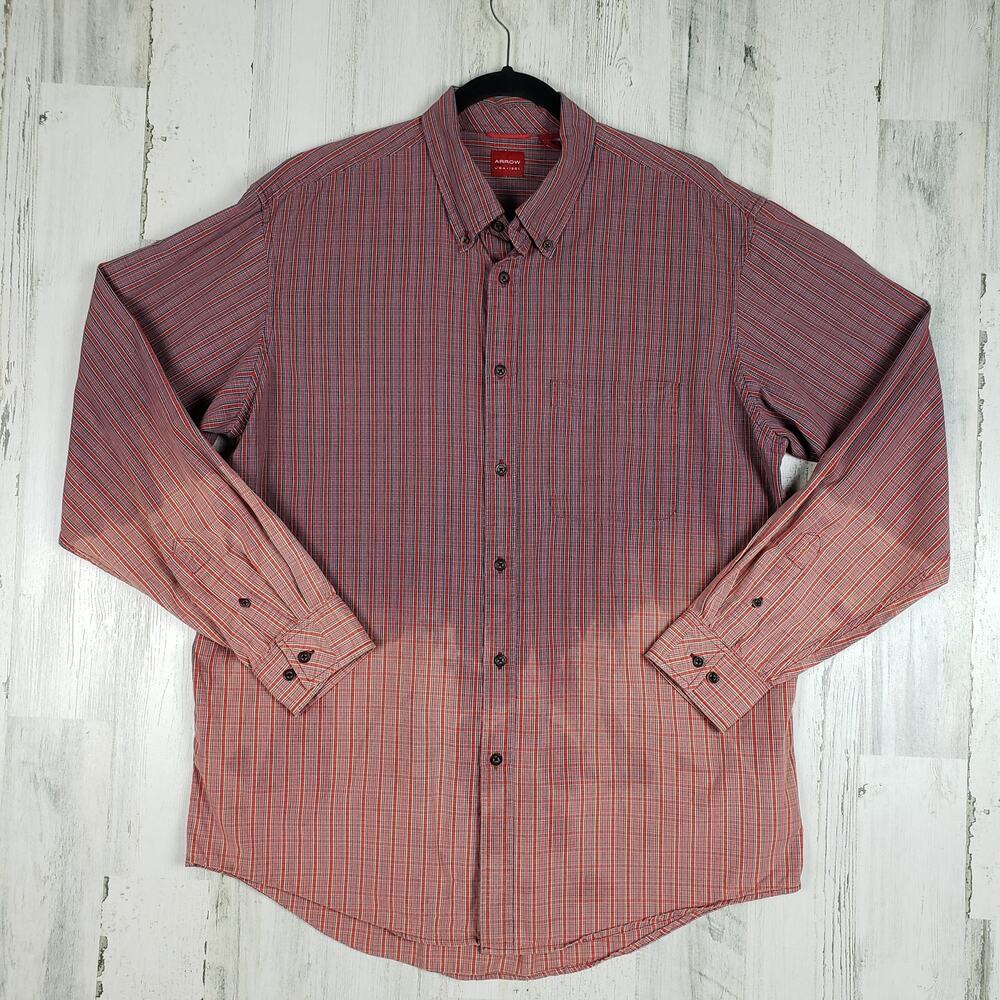 Arrow Dip-Dye L/S Red & Blue Plaid Shirt Large